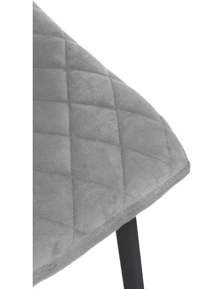 Chaise moderne en Velours Gris clair Motif losange Métal Noir Mat Maxine - 6