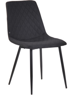 Chaise moderne en Tissu Noir Motif losange Métal Noir Mat Maxine - 1
