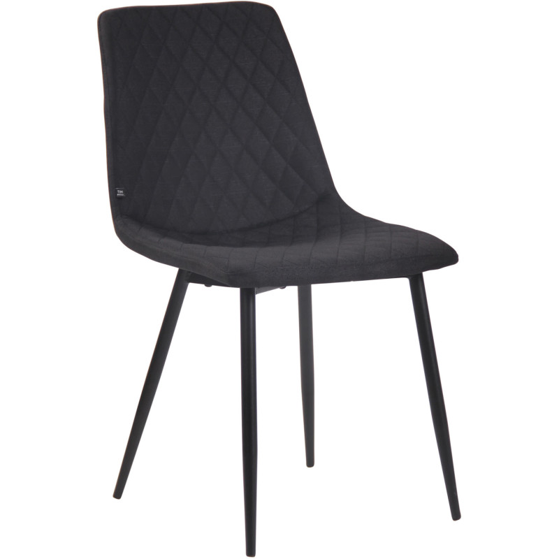 Chaise moderne en Tissu Noir Motif losange Métal Noir Mat Maxine - 1