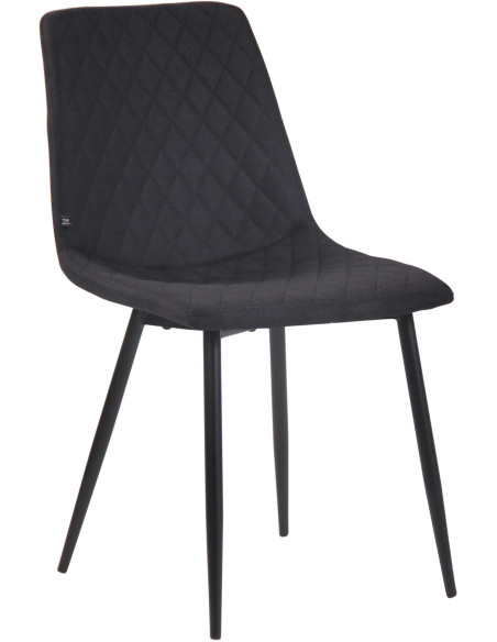Chaise moderne en Tissu Noir Motif losange Métal Noir Mat Maxine - 1