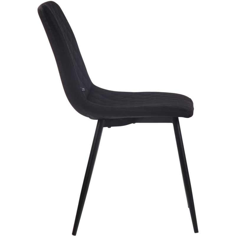 Chaise moderne en Tissu Noir Motif losange Métal Noir Mat Maxine - 3