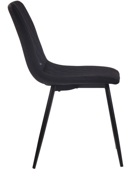Chaise moderne en Tissu Noir Motif losange Métal Noir Mat Maxine - 3