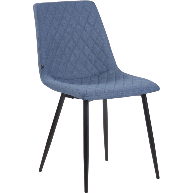 Chaise moderne en Tissu Bleu Motif losange Métal Noir Mat Maxine - 1