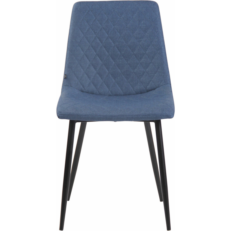 Chaise moderne en Tissu Bleu Motif losange Métal Noir Mat Maxine - 2