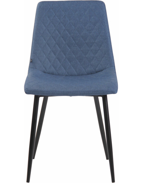 Chaise moderne en Tissu Bleu Motif losange Métal Noir Mat Maxine - 2