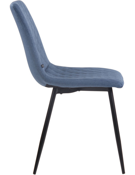 Chaise moderne en Tissu Bleu Motif losange Métal Noir Mat Maxine - 3
