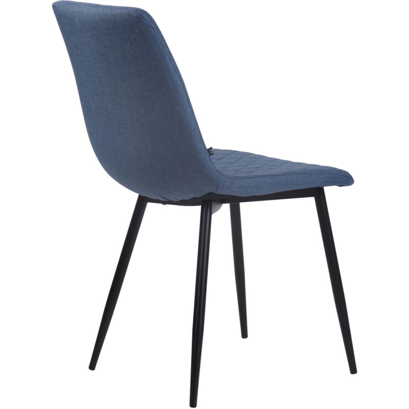 Chaise moderne en Tissu Bleu Motif losange Métal Noir Mat Maxine - 4
