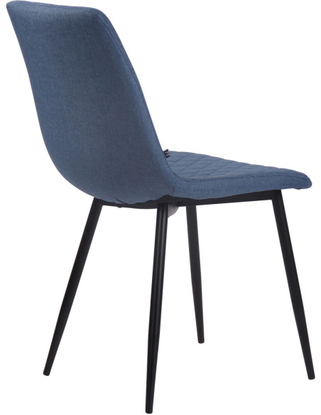 Chaise moderne en Tissu Bleu Motif losange Métal Noir Mat Maxine - 4