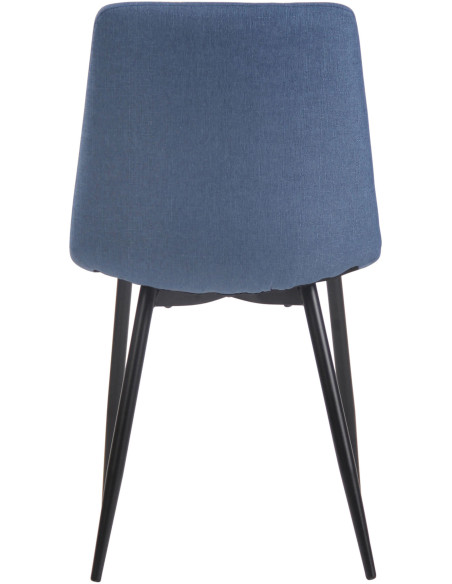 Chaise moderne en Tissu Bleu Motif losange Métal Noir Mat Maxine - 5