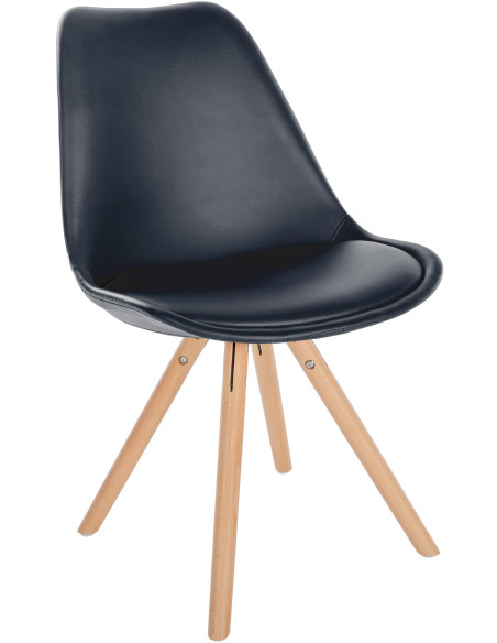 Chaise moderne scandinave en Polyuréthane Noir Bois Naturel Kalia - 1