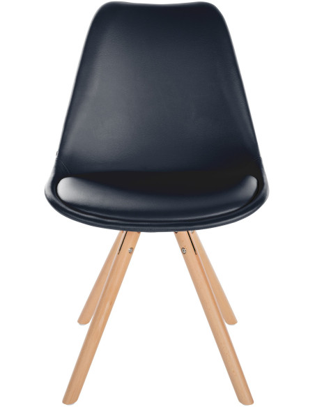 Chaise moderne scandinave en Polyuréthane Noir Bois Naturel Kalia - 2