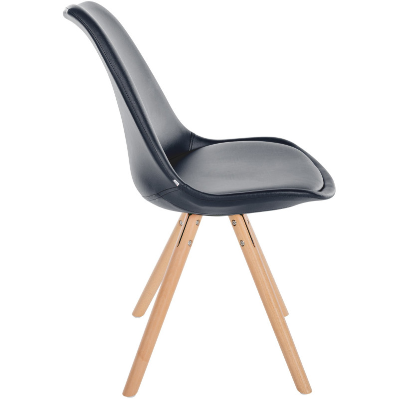 Chaise moderne scandinave en Polyuréthane Noir Bois Naturel Kalia - 3