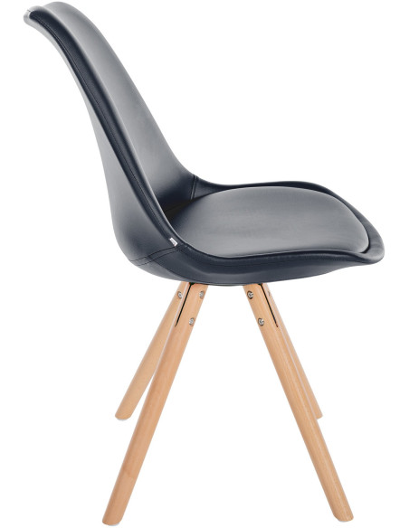 Chaise moderne scandinave en Polyuréthane Noir Bois Naturel Kalia - 3