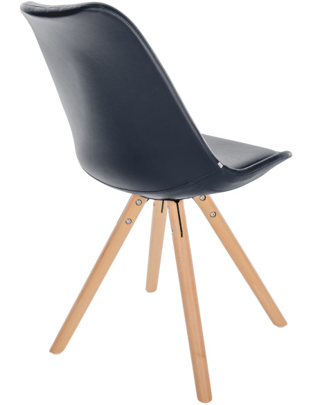 Chaise moderne scandinave en Polyuréthane Noir Bois Naturel Kalia - 5