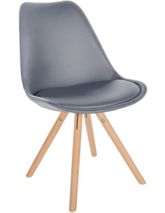 Chaise moderne scandinave en Polyuréthane Gris Bois Naturel Kalia - 1