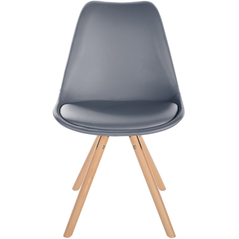 Chaise moderne scandinave en Polyuréthane Gris Bois Naturel Kalia - 2