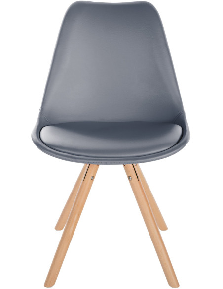 Chaise moderne scandinave en Polyuréthane Gris Bois Naturel Kalia - 2