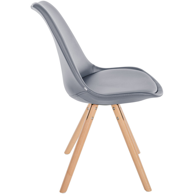 Chaise moderne scandinave en Polyuréthane Gris Bois Naturel Kalia - 3