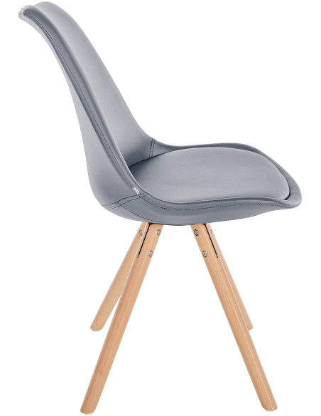 Chaise moderne scandinave en Polyuréthane Gris Bois Naturel Kalia - 3