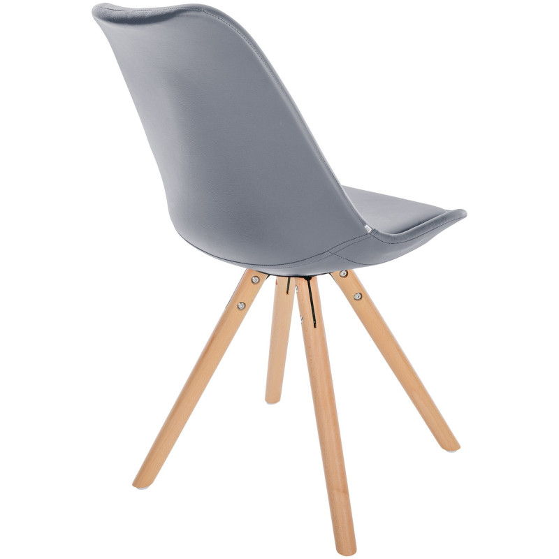Chaise moderne scandinave en Polyuréthane Gris Bois Naturel Kalia - 5