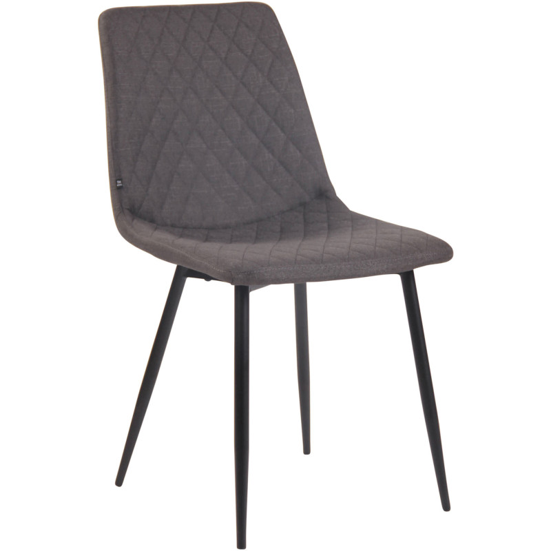 Chaise moderne en Tissu Gris foncé Motif losange Métal Noir Mat Maxine - 1
