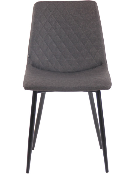 Chaise moderne en Tissu Gris foncé Motif losange Métal Noir Mat Maxine - 2