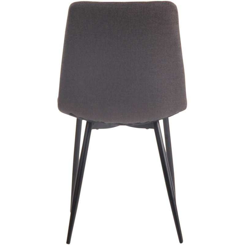 Chaise moderne en Tissu Gris foncé Motif losange Métal Noir Mat Maxine - 4