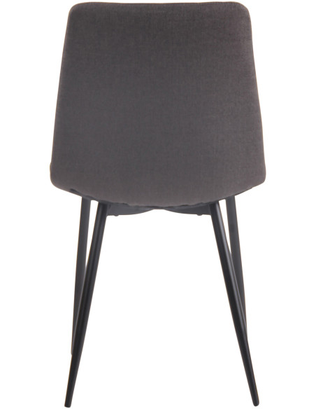 Chaise moderne en Tissu Gris foncé Motif losange Métal Noir Mat Maxine - 4
