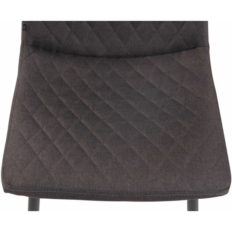 Chaise moderne en Tissu Gris foncé Motif losange Métal Noir Mat Maxine - 6