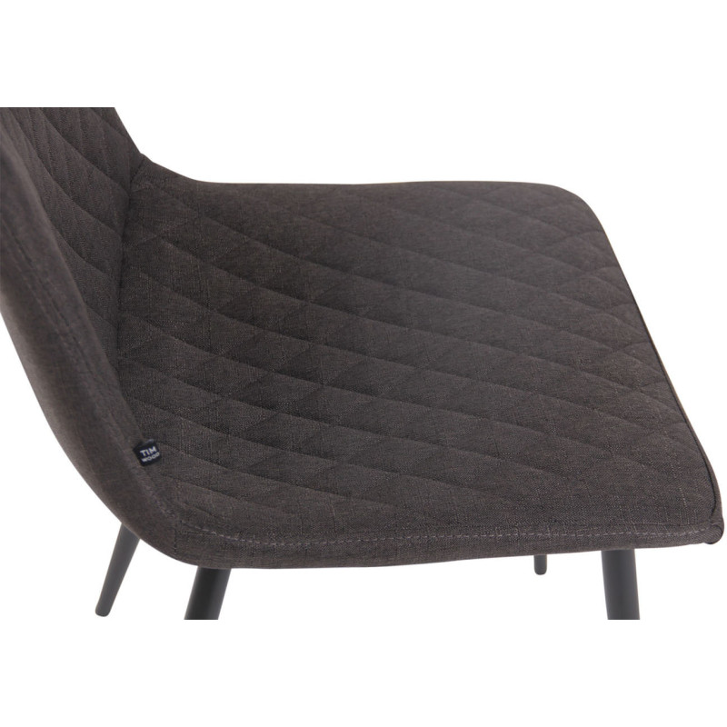 Chaise moderne en Tissu Gris foncé Motif losange Métal Noir Mat Maxine - 7