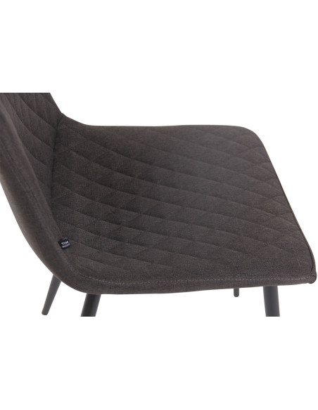 Chaise moderne en Tissu Gris foncé Motif losange Métal Noir Mat Maxine - 7