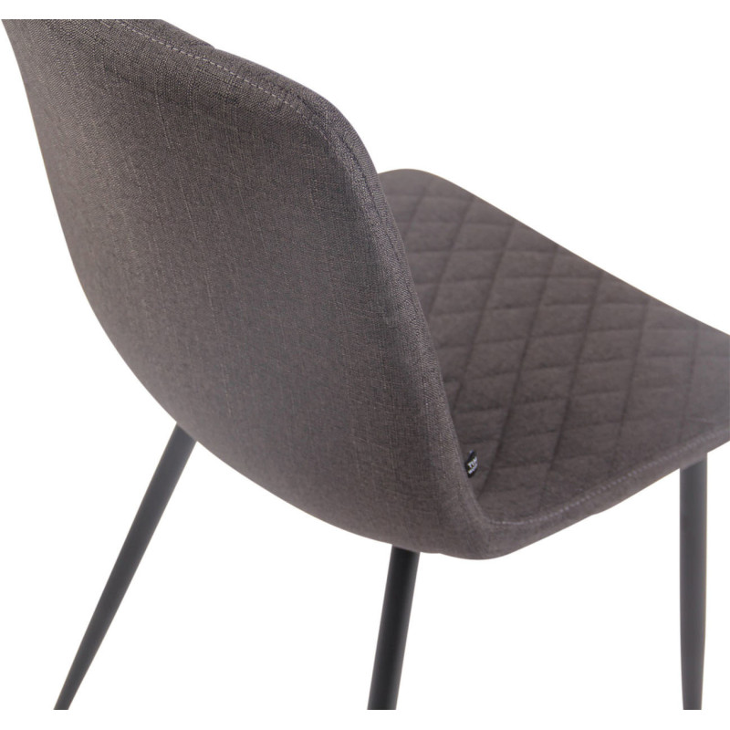 Chaise moderne en Tissu Gris foncé Motif losange Métal Noir Mat Maxine - 8