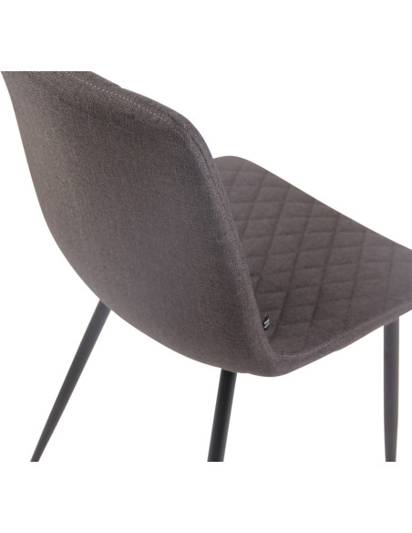 Chaise moderne en Tissu Gris foncé Motif losange Métal Noir Mat Maxine - 8