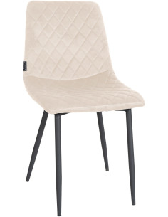 Chaise moderne en Velours Blanc crème Motif losange Métal Noir Mat Maxine - 1