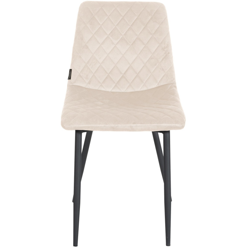 Chaise moderne en Velours Blanc crème Motif losange Métal Noir Mat Maxine - 2
