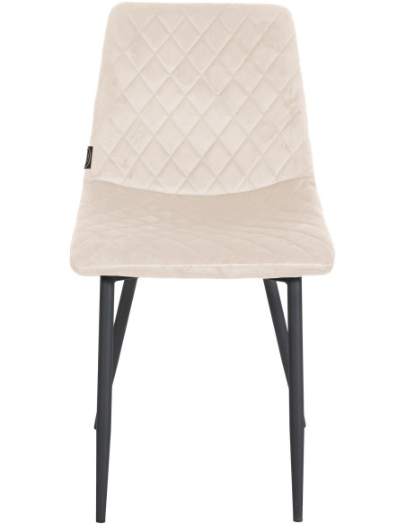 Chaise moderne en Velours Blanc crème Motif losange Métal Noir Mat Maxine - 2