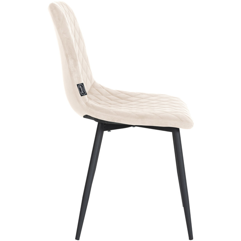 Chaise moderne en Velours Blanc crème Motif losange Métal Noir Mat Maxine - 3