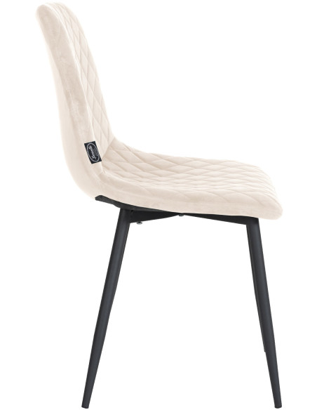 Chaise moderne en Velours Blanc crème Motif losange Métal Noir Mat Maxine - 3