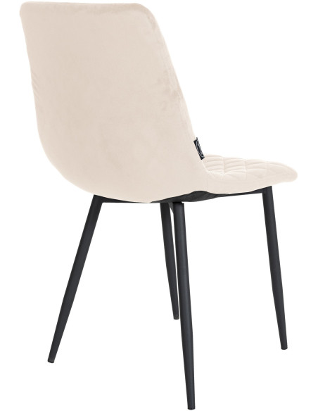 Chaise moderne en Velours Blanc crème Motif losange Métal Noir Mat Maxine - 4