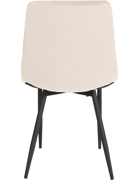 Chaise moderne en Velours Blanc crème Motif losange Métal Noir Mat Maxine - 5