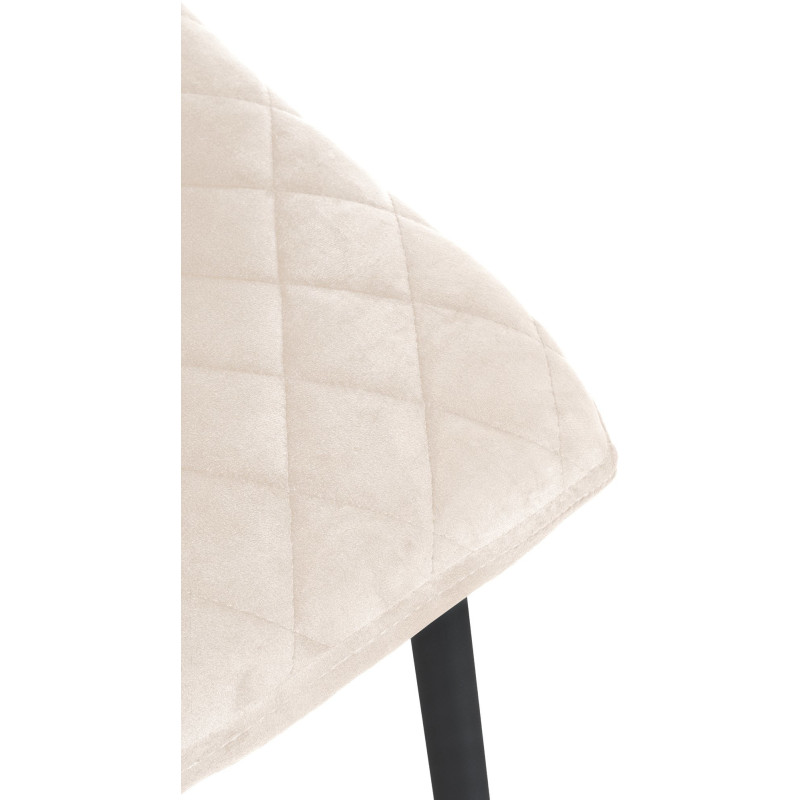 Chaise moderne en Velours Blanc crème Motif losange Métal Noir Mat Maxine - 6