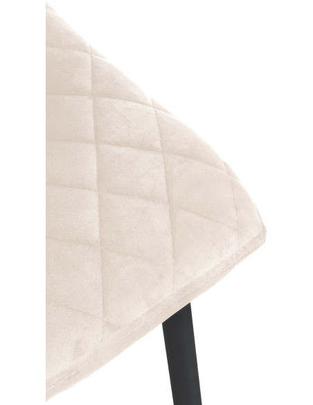 Chaise moderne en Velours Blanc crème Motif losange Métal Noir Mat Maxine - 6