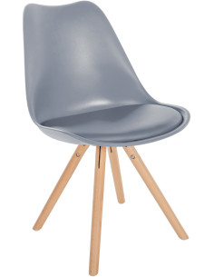 Chaise moderne scandinave en Polypropylène Polyuréthane Gris Bois Naturel Kalia - 1