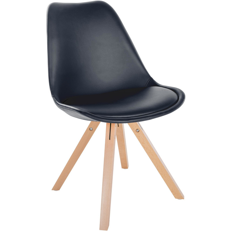 Chaise moderne scandinave en Polyuréthane Noir Bois Naturel Jayana - 1