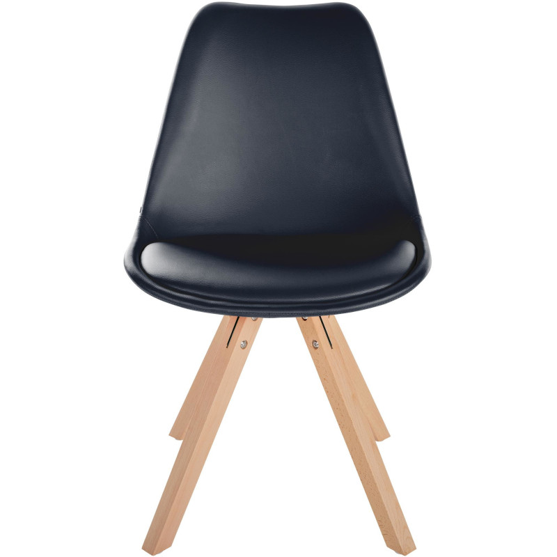 Chaise moderne scandinave en Polyuréthane Noir Bois Naturel Jayana - 2