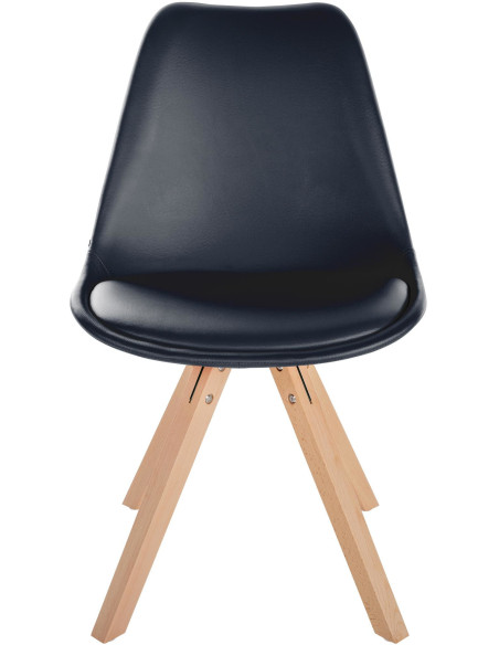 Chaise moderne scandinave en Polyuréthane Noir Bois Naturel Jayana - 2