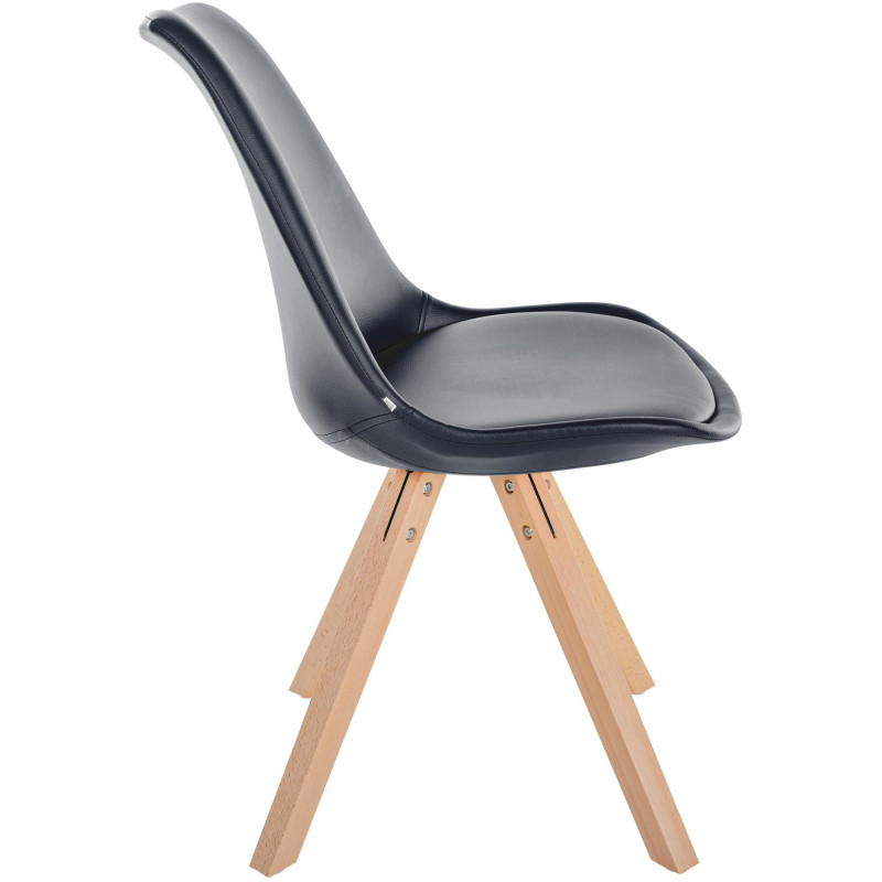 Chaise moderne scandinave en Polyuréthane Noir Bois Naturel Jayana - 3