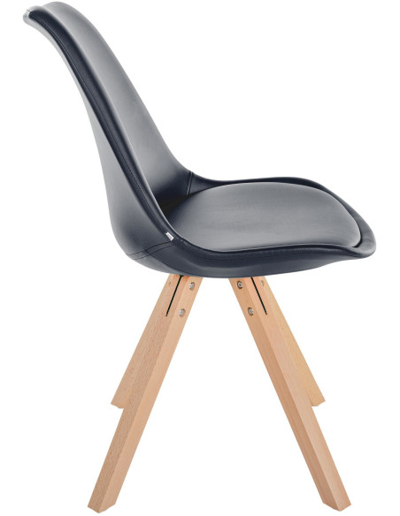 Chaise moderne scandinave en Polyuréthane Noir Bois Naturel Jayana - 3