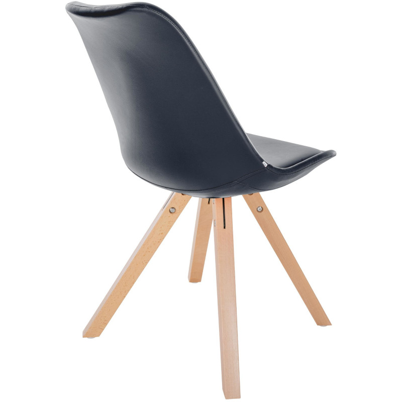 Chaise moderne scandinave en Polyuréthane Noir Bois Naturel Jayana - 5