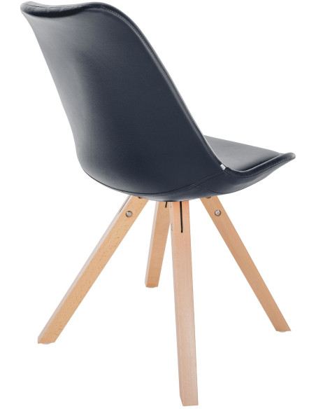 Chaise moderne scandinave en Polyuréthane Noir Bois Naturel Jayana - 5